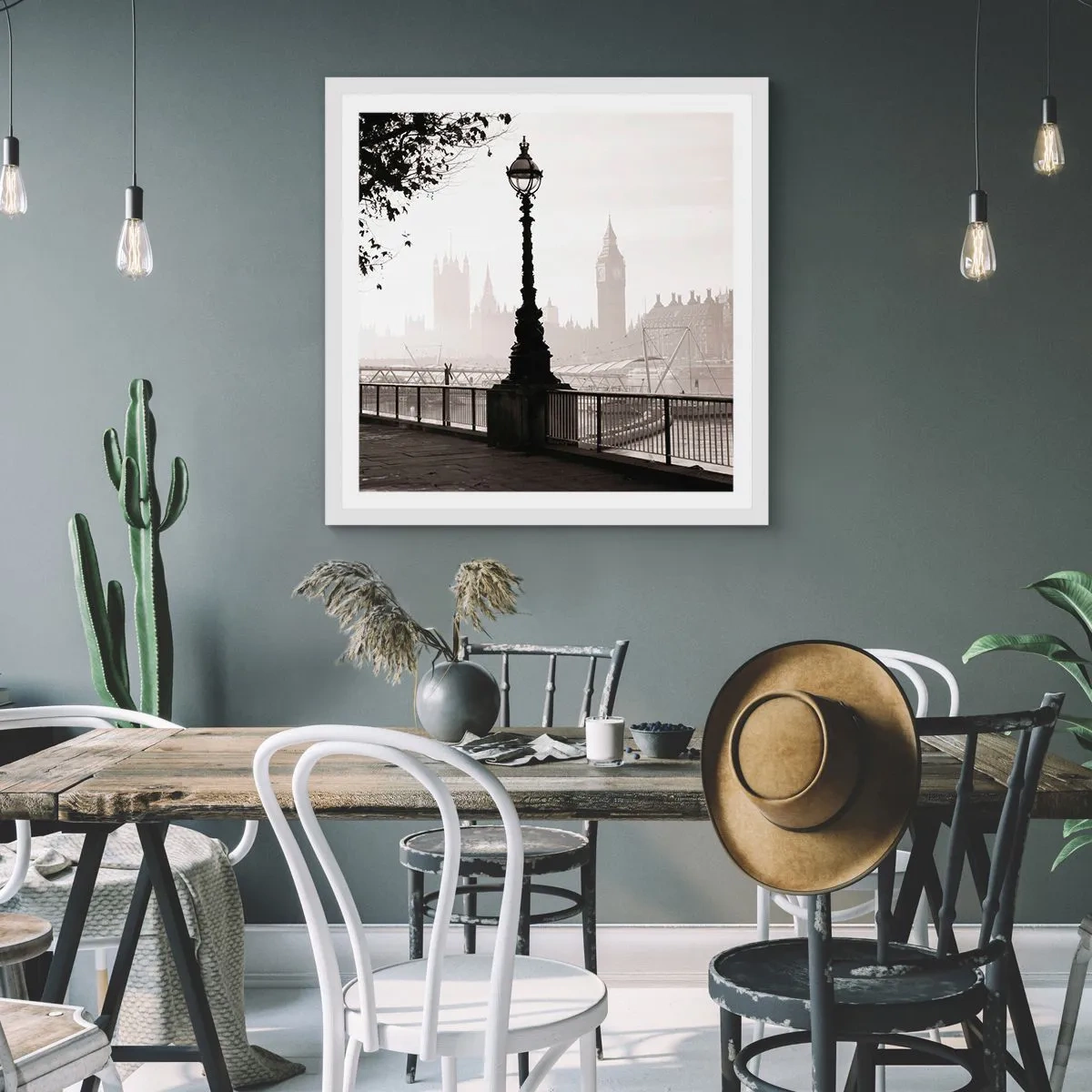 Poster in einem weißen Rahmen - Londoner Morgen - 50x50 cm