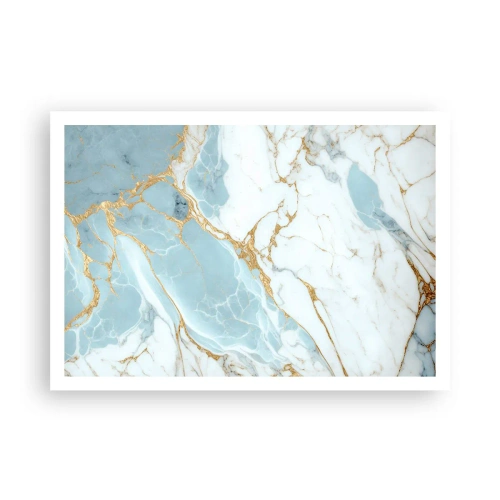 Poster - Blaue und weiße Marmormuster mit zusätzlichen goldenen Adern - 100x70cm - Reichtum des Steins - Moderne Wanddekoration für Wohnzimmer und Schlafzimmer ARTTOR