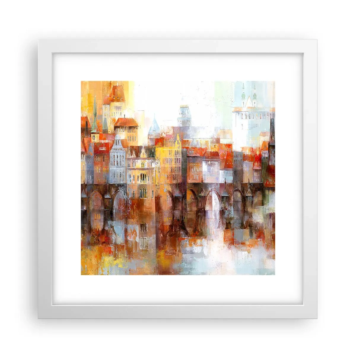 Poster in einem weißen Rahmen - Schön ist es auch unter der Brücke - 30x30 cm