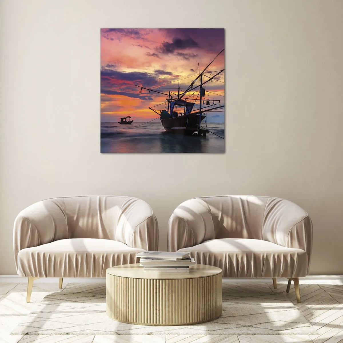 Glasbild - Bild auf glas - Exotischer Abend - 70x70 cm