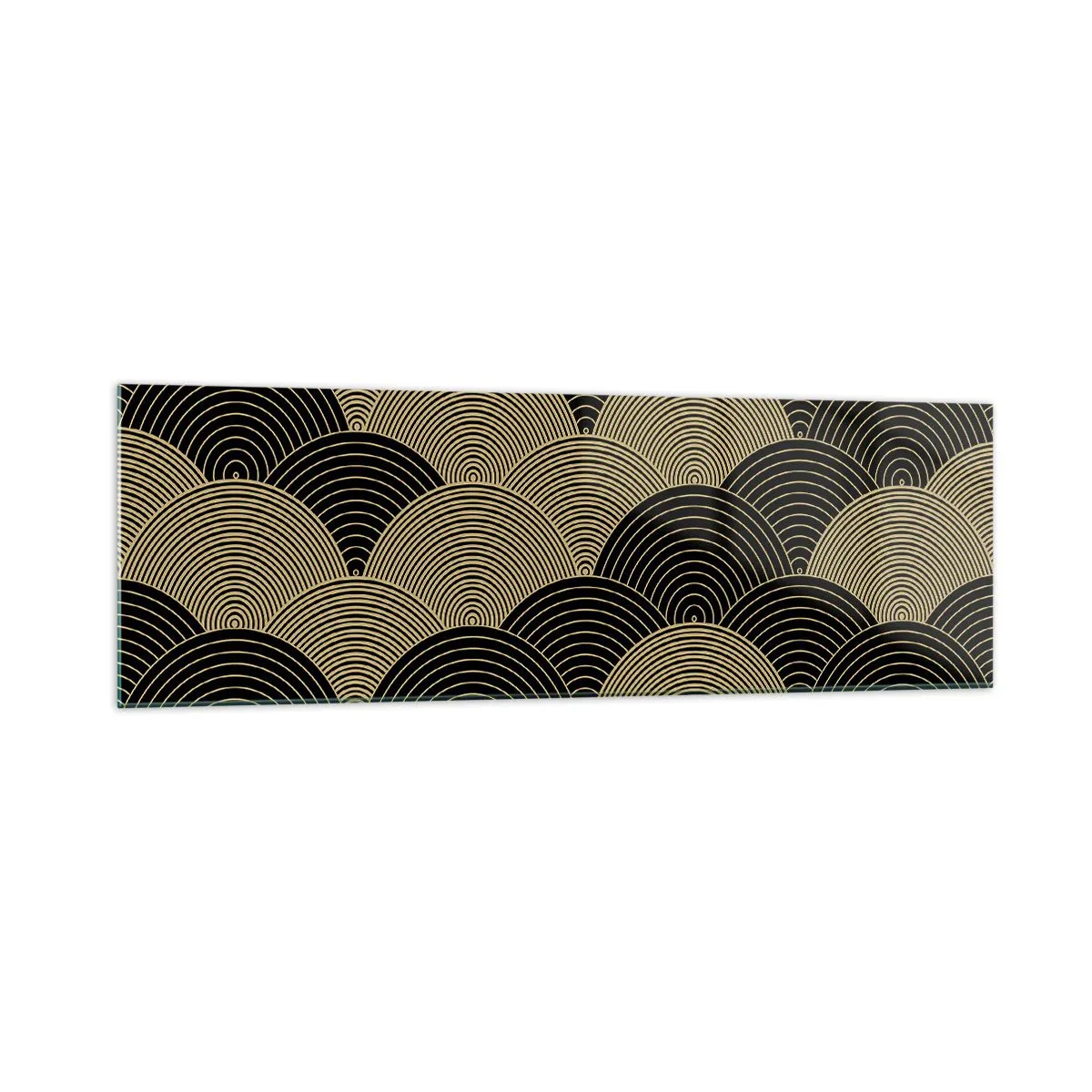 Glasbild - Bild auf glas - Art-Deco-Muster mit Halbkreisen und goldenen Linien - 160x50cm - Einheit in der Vielfalt - Moderne Wanddekoration für Wohnzimmer und Schlafzimmer ARTTOR