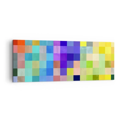 Bild auf Leinwand - Leinwandbild - Ein buntes Mosaik aus Quadraten in verschiedenen Farben - 140x50cm - Alle anderen, alle gleich - Moderne Wanddekoration für Wohnzimmer und Schlafzimmer ARTTOR