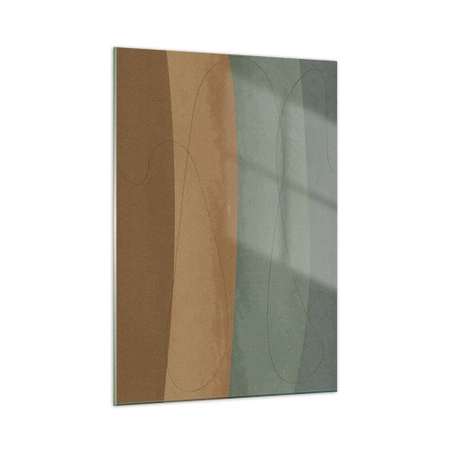 Glasbild - Bild auf glas - Abstrakte Streifen in Erdtönen - 50x70cm - Horizontale Komposition - Moderne Wanddekoration für Wohnzimmer und Schlafzimmer ARTTOR