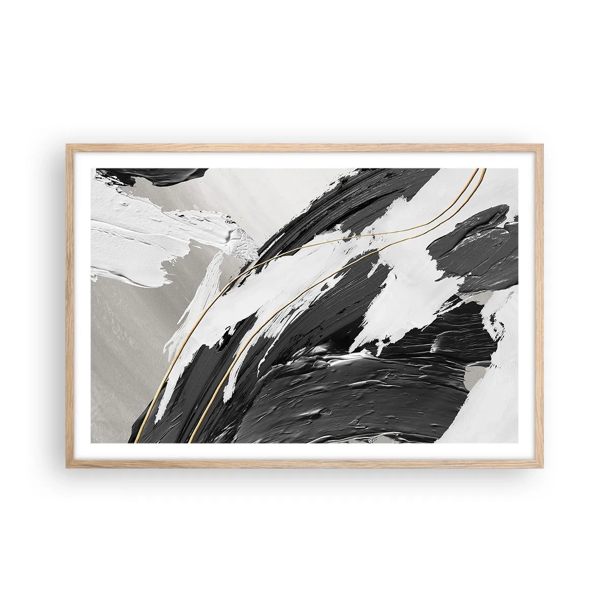 Poster in einem Rahmen aus heller Eiche - Abstraktion in großem Stil - 91x61 cm