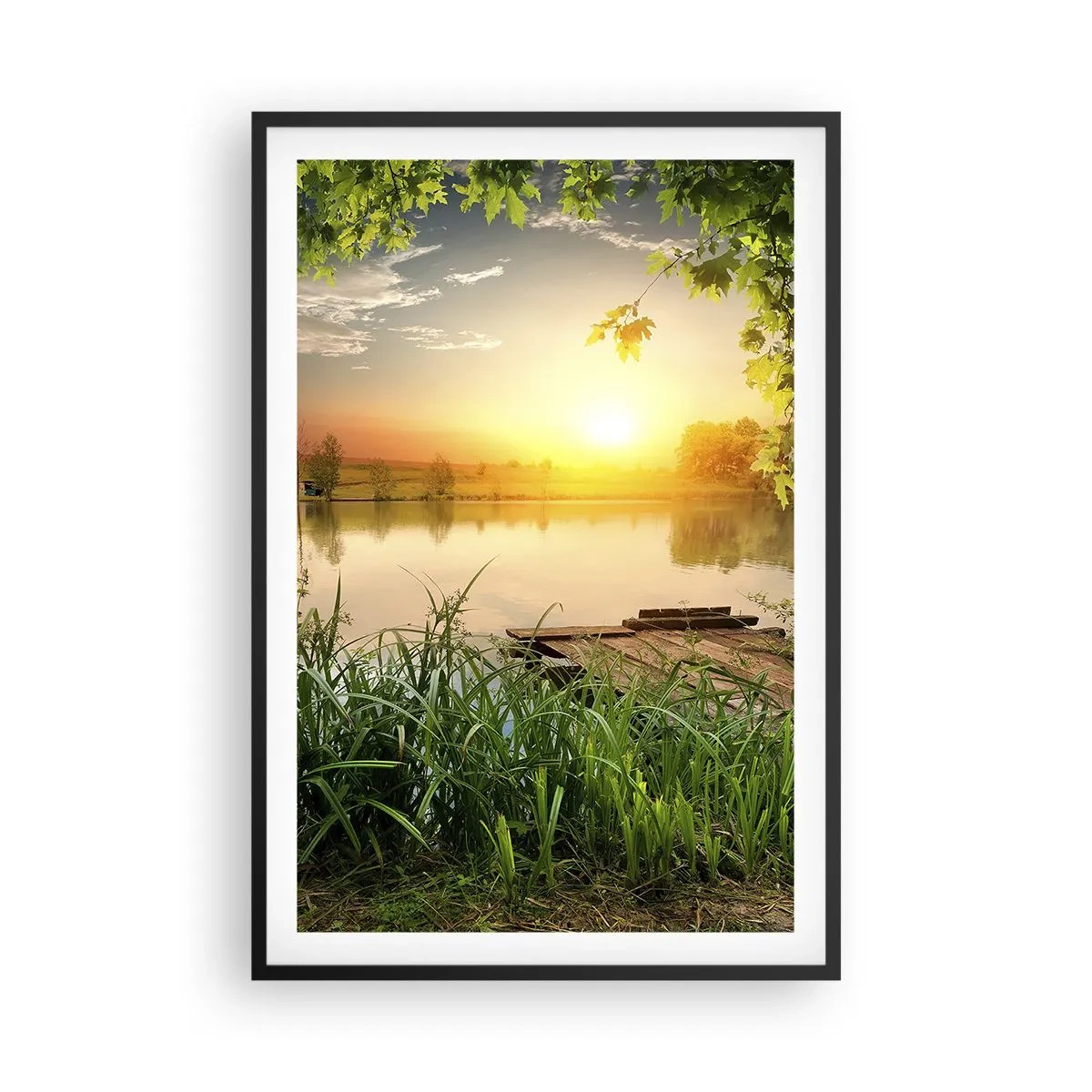 Poster in einem schwarzem Rahmen - Landschaft in einem grünen Rahmen - 61x91 cm