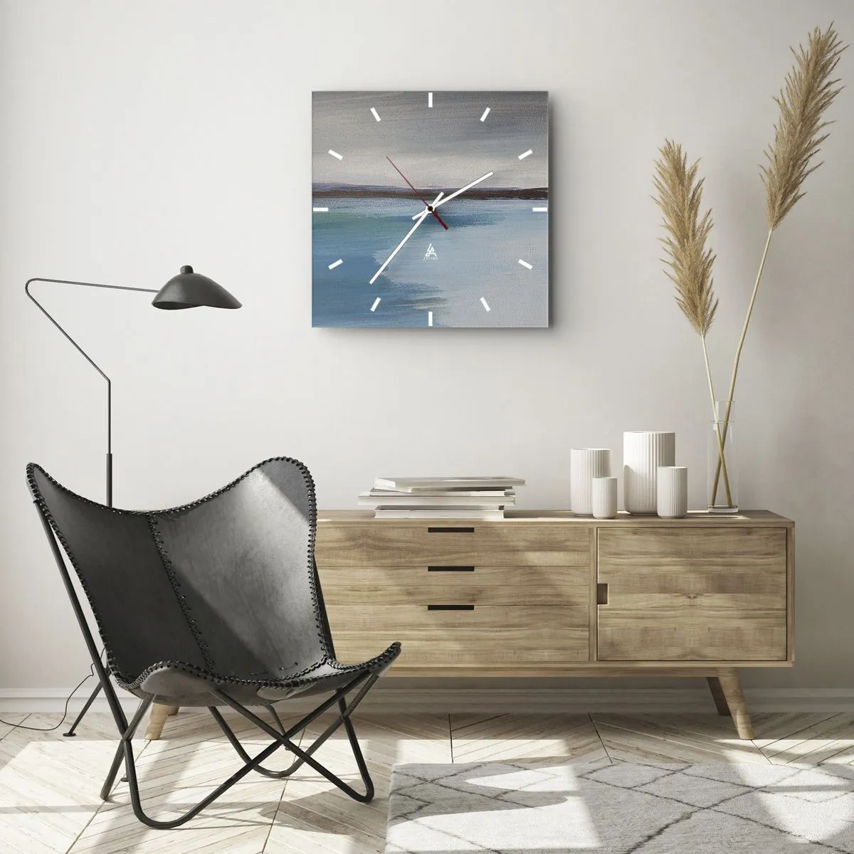 Wanduhr - Glasuhr - Horizontale Landschaft - 40x40 cm