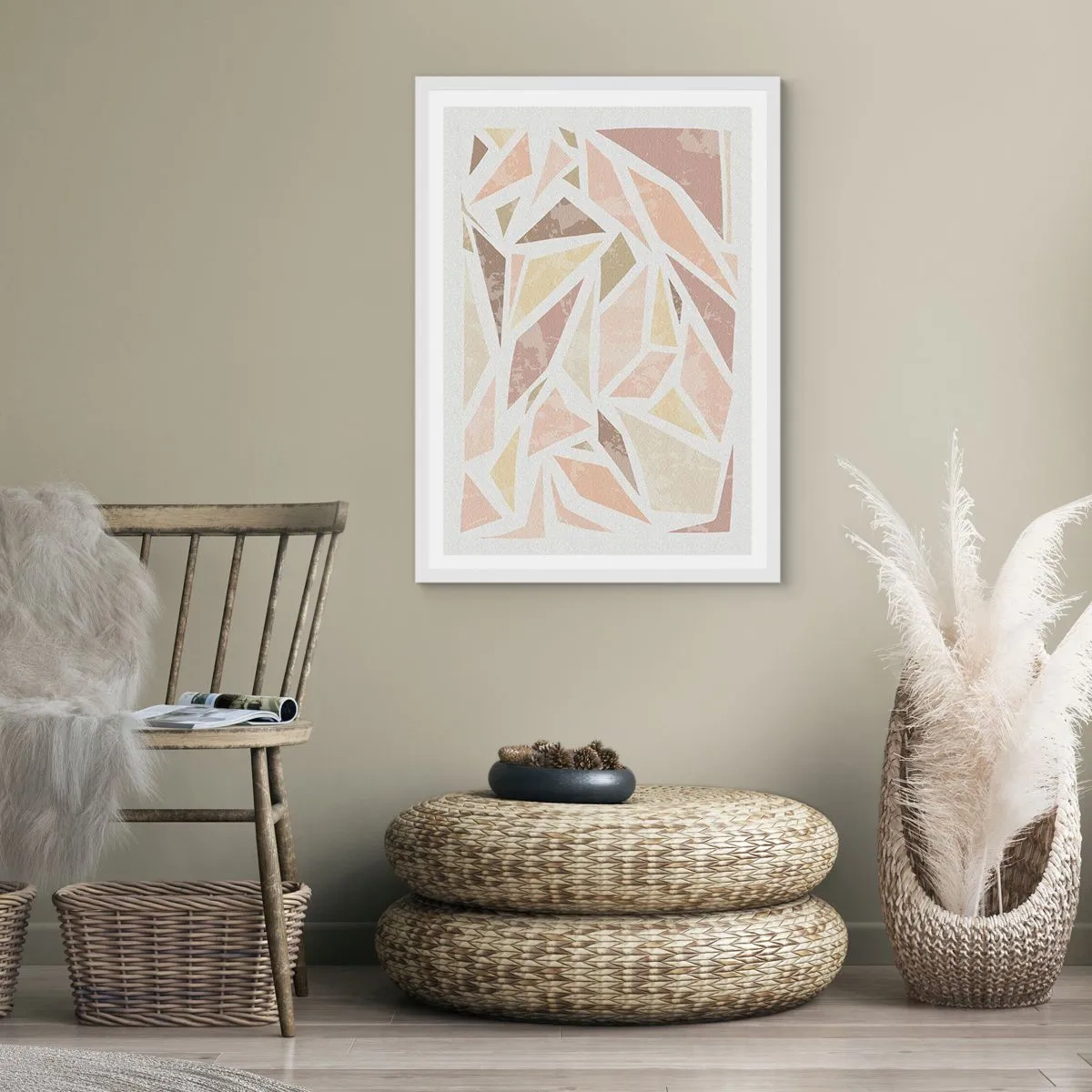 Poster in einem weißen Rahmen - Buntglas-Komposition - 70x100 cm