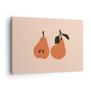 Bild auf Leinwand - Leinwandbild - Eine minimalistische Illustration von zwei Birnen auf beigem Hintergrund. - 70x50cm - Pure Süße - Moderne Wanddekoration für Wohnzimmer und Schlafzimmer ARTTOR