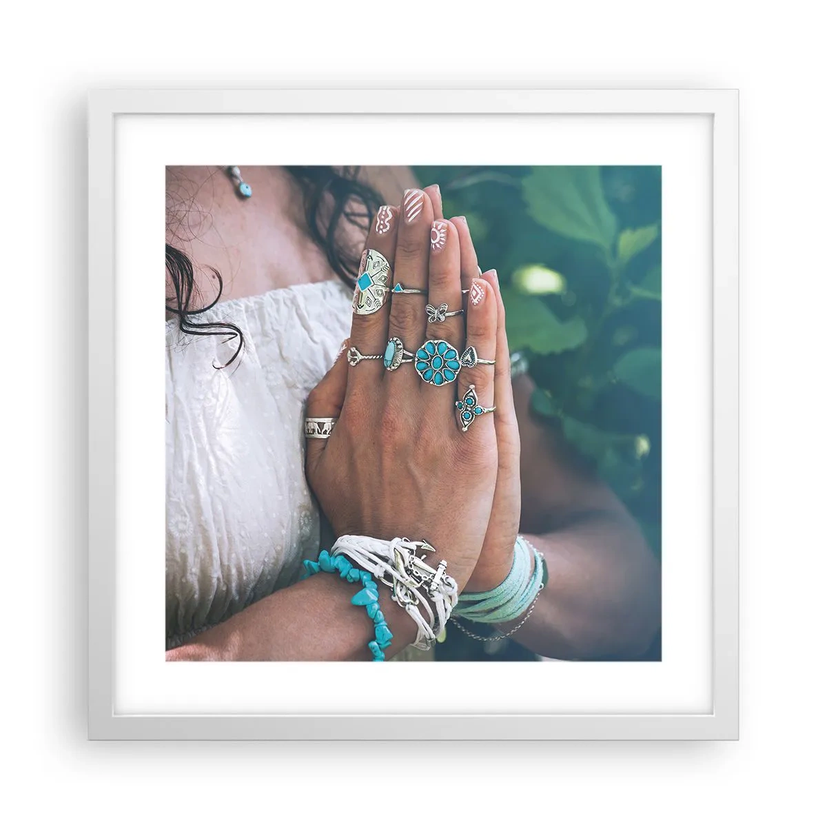 Poster in einem weißen Rahmen - Willkommen im Zentrum des Seins - 40x40 cm