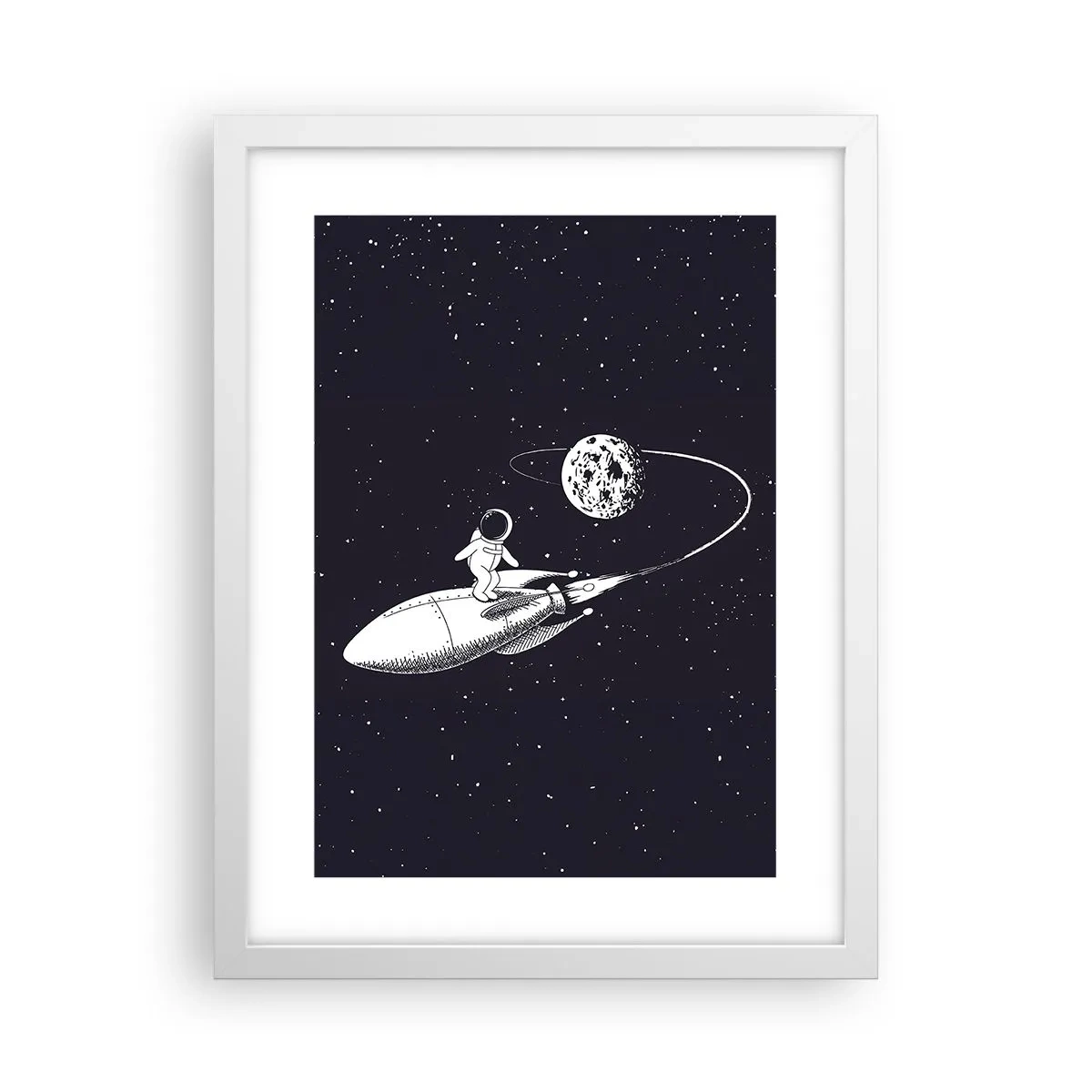 Poster in einem weißen Rahmen - Weltraumsurfer - 30x40 cm