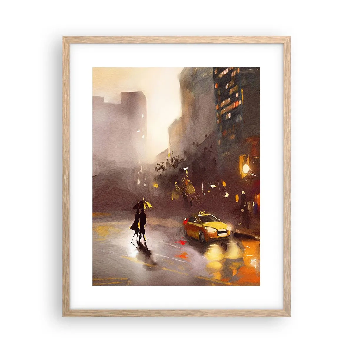 Poster in einem Rahmen aus heller Eiche - Im Licht von New York - 40x50 cm