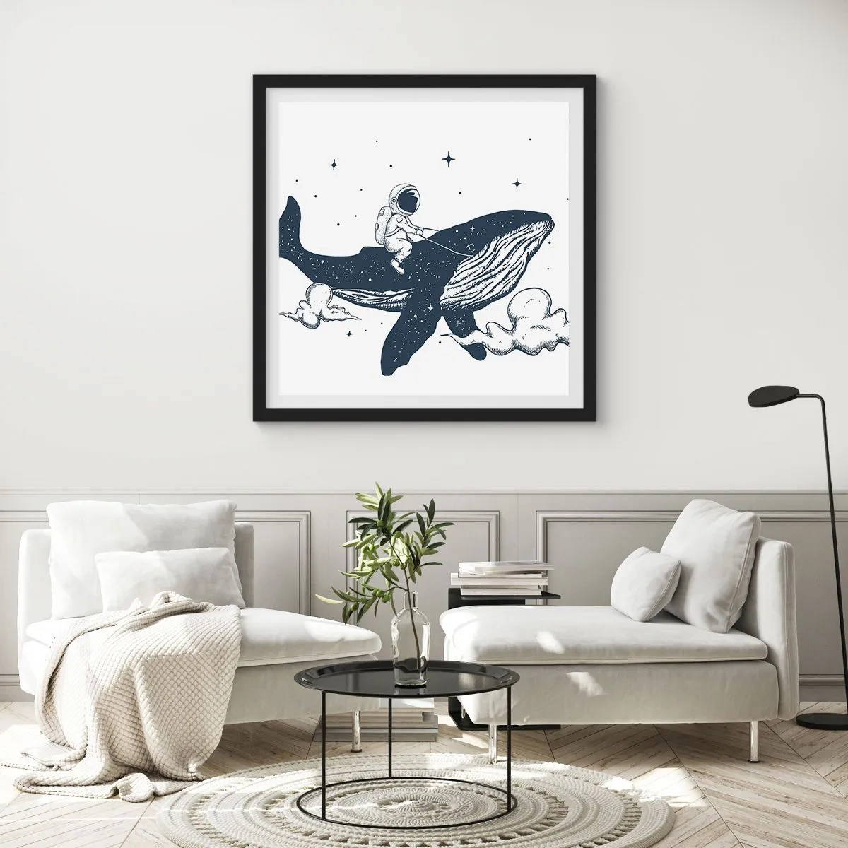 Poster in einem schwarzem Rahmen - Weltraumabenteuer - 50x50 cm