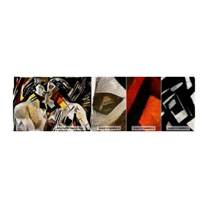 Fototapeten Muster Selbstklebend Deluxe Sticker - Ein statuenhafter Kuss - Verliebtes Pärchen, Kubismus, Kuss - 100x30 cm