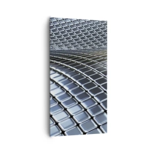 Bild auf Leinwand - Leinwandbild - Metallische silberne Welle - 65x120 cm