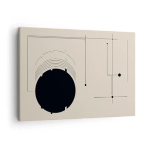 Bild auf Leinwand - Leinwandbild - Schwarze geometrische Linien und ein Kreis auf beigem Hintergrund - 70x50cm - Flexible und dynamische Komposition - Moderne Wanddekoration für Wohnzimmer und Schlafzimmer ARTTOR