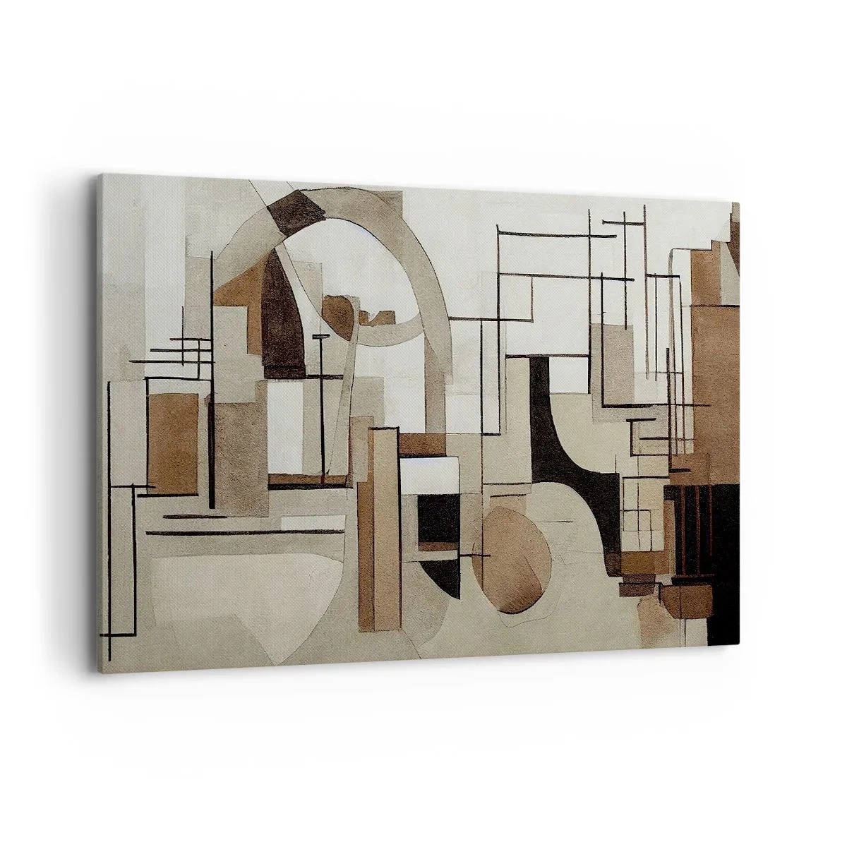 Bild auf Leinwand - Leinwandbild - Architektonische Abstraktion in Beige und Braun - 120x80cm - Stadtbild 2.0 - Moderne Wanddekoration für Wohnzimmer und Schlafzimmer ARTTOR