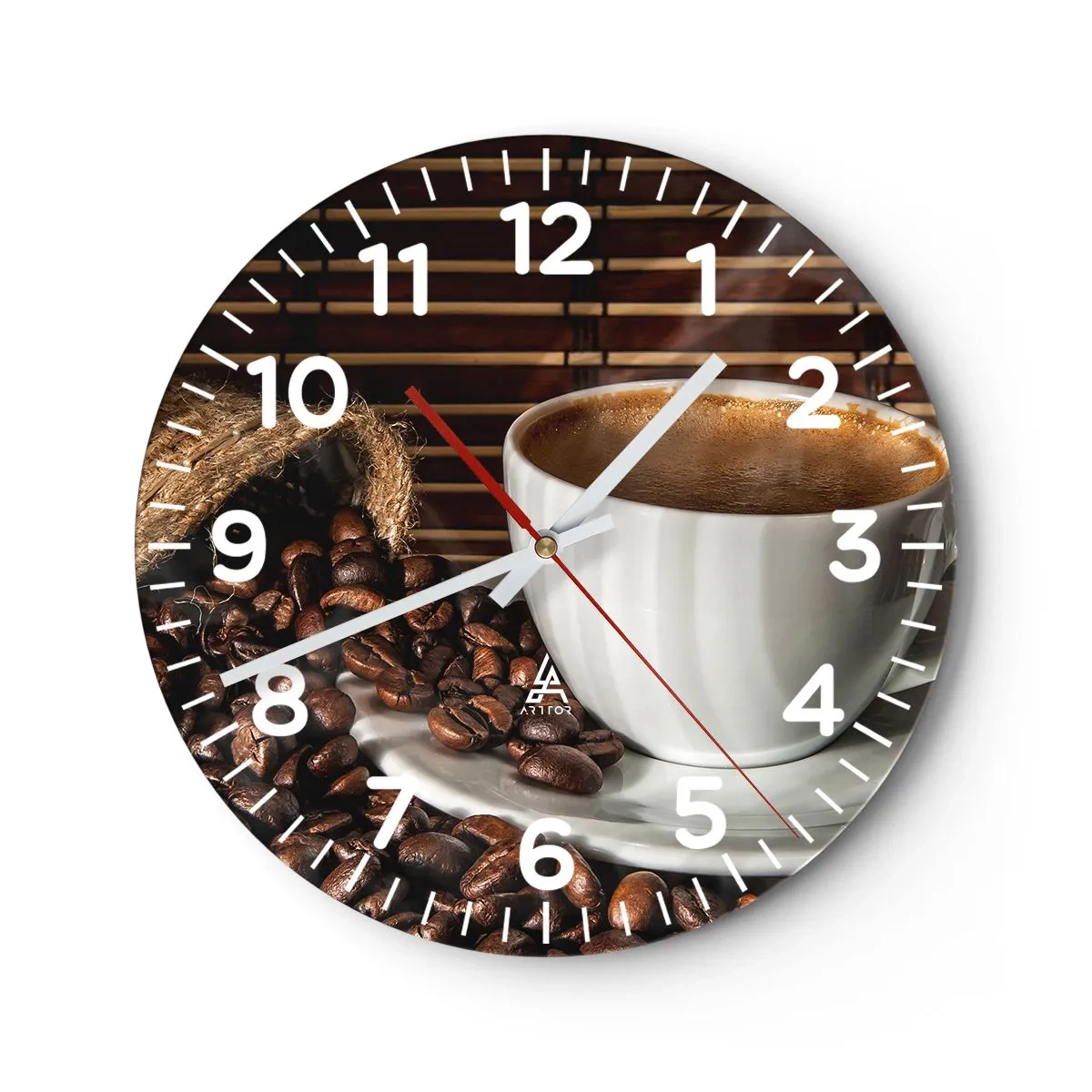 Wanduhr - Glasuhr - Die Schwärze von Kohle, die Klarheit von Bernstein - 30x30 cm