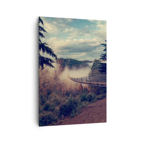 Bild auf Leinwand - Leinwandbild - Über dem Herbstwald - 70x100 cm