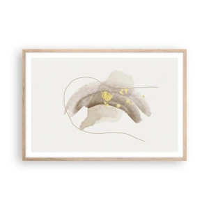 Poster in einem Rahmen aus heller Eiche - Im Weltraum begegnet - 91x61 cm