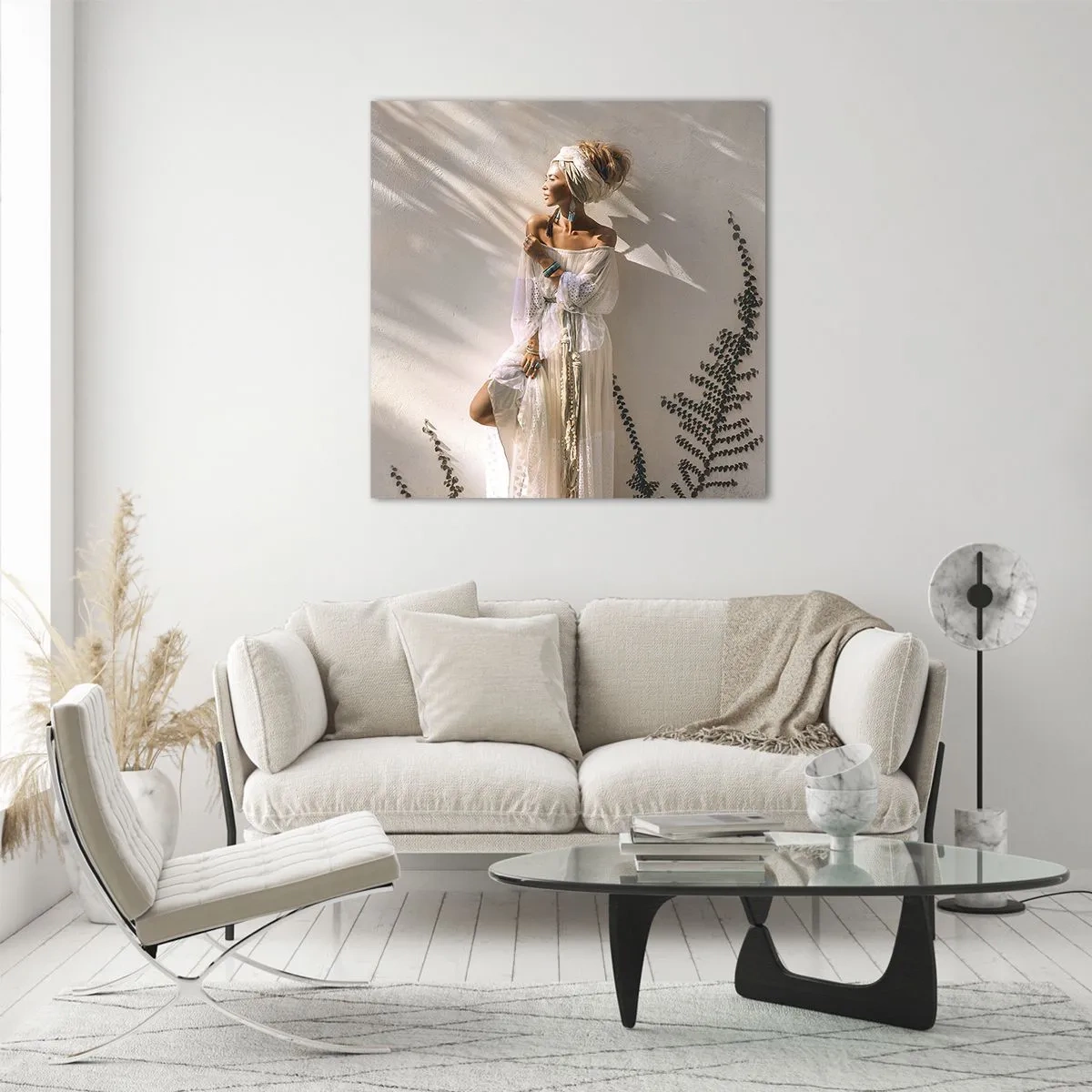 Glasbild - Bild auf glas - Die Sonne und das Mädchen - 60x60 cm