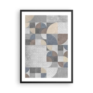 Poster in einem schwarzem Rahmen - Geometrisches Muster in Grau- und Blautönen - 50x70cm - Keramische Fantasie - Moderne Wanddekoration für Wohnzimmer und Schlafzimmer ARTTOR