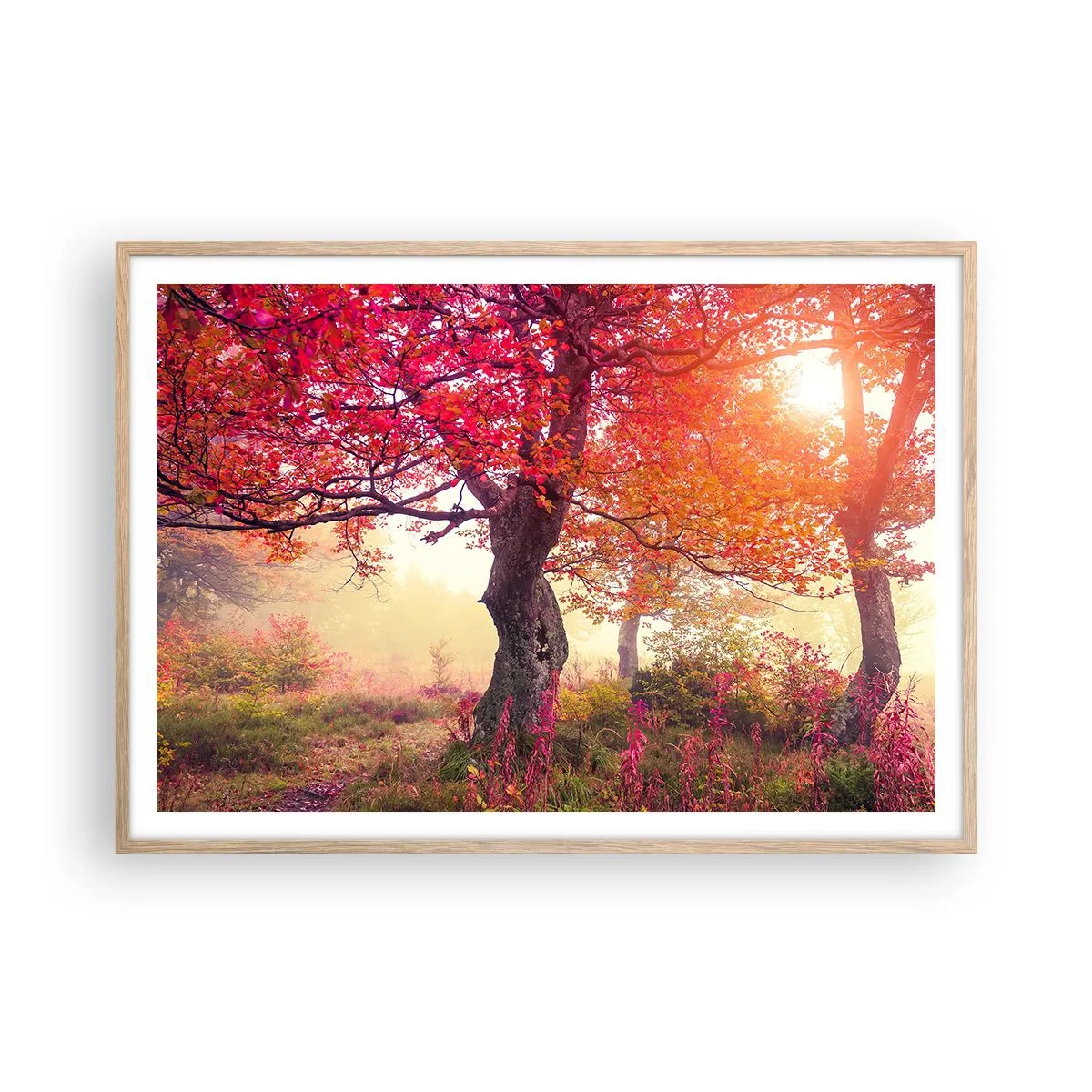 Poster in einem Rahmen aus heller Eiche - Blühende Raserei - 100x70 cm