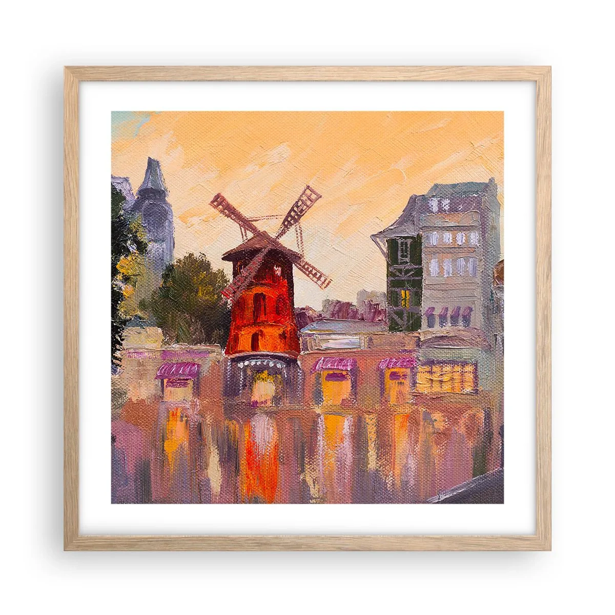 Poster in einem Rahmen aus heller Eiche - Pariser Ikonen – Moulin Rouge - 50x50 cm