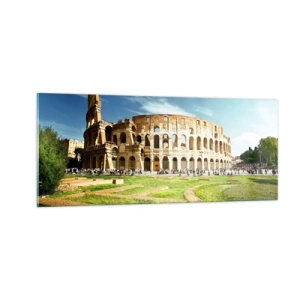 Glasbild - Bild auf glas - Wir können immer noch das Knallen der Waffe hören - 100x40 cm