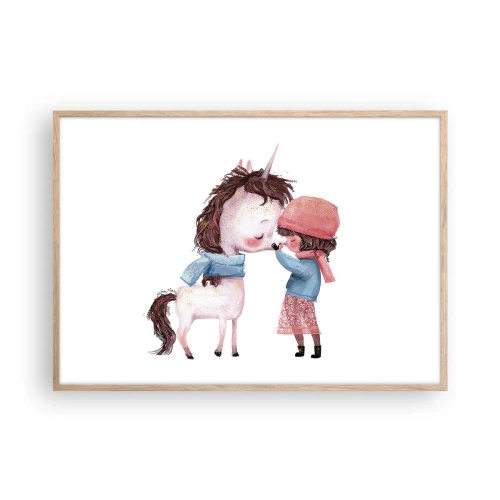 Poster in einem Rahmen aus heller Eiche - Ein Wintermärchen - 100x70 cm