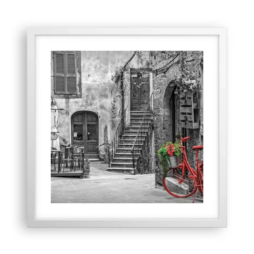 Poster in einem weißen Rahmen - Toskanische Gasse - 40x40 cm