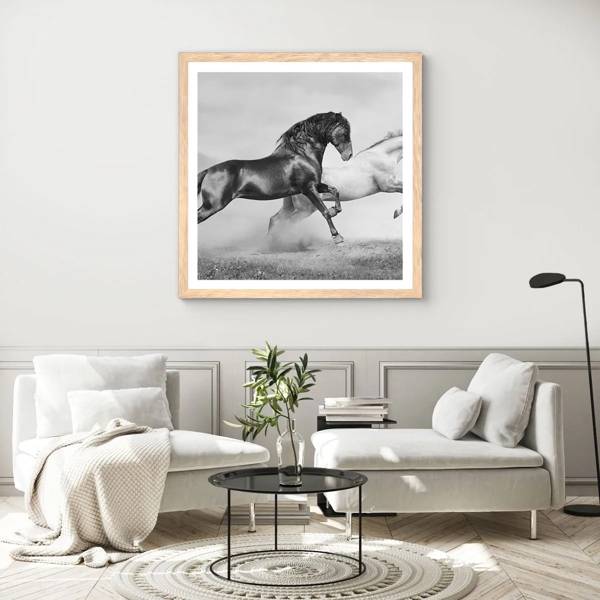 Poster in einem Rahmen aus heller Eiche - Engel und Dämonen - 50x50 cm