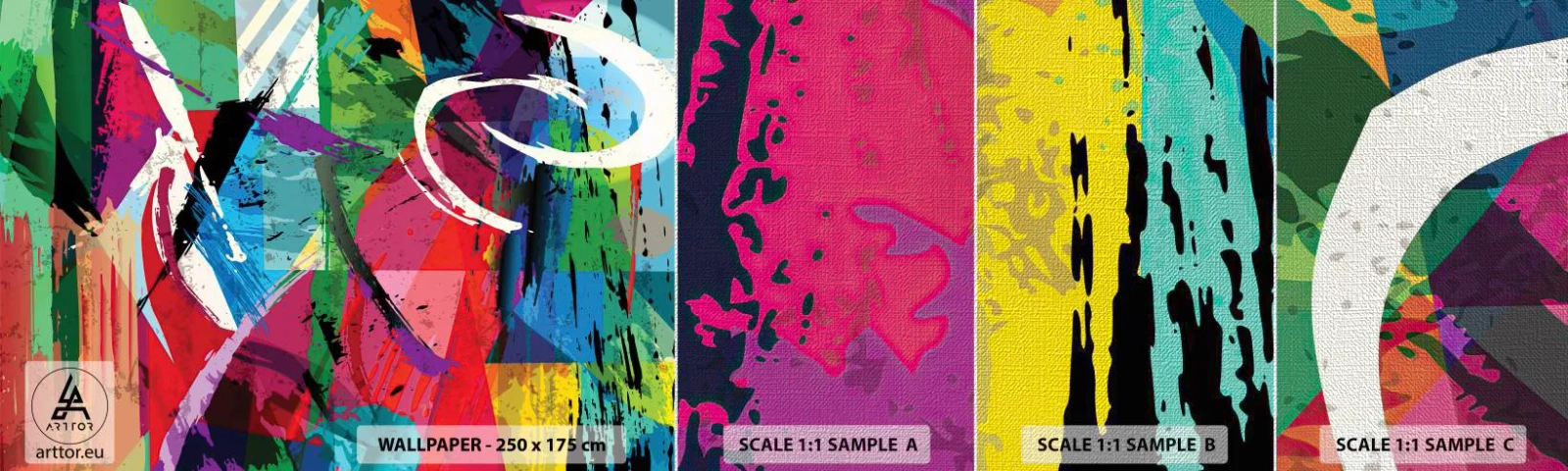 Fototapeten Muster Premium Canvas - Schnell, spritzig und springt - Abstraktion, Stück, Moderne Kunst - 100x30 cm