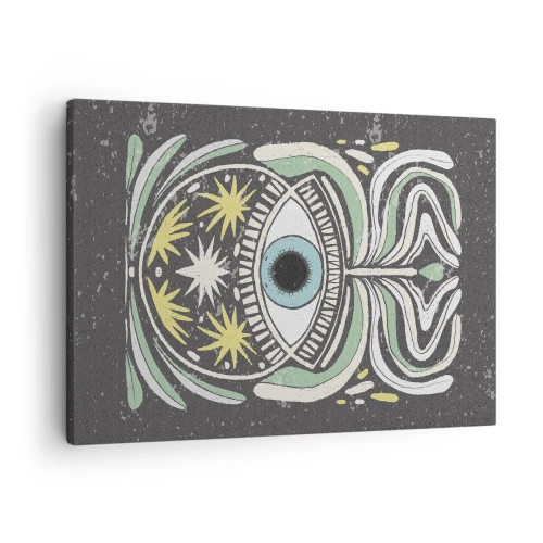 Bild auf Leinwand - Leinwandbild - Ein symbolisches Auge, umgeben von abstrakten Mustern - 70x50cm - Stammesrituale - Moderne Wanddekoration für Wohnzimmer und Schlafzimmer ARTTOR