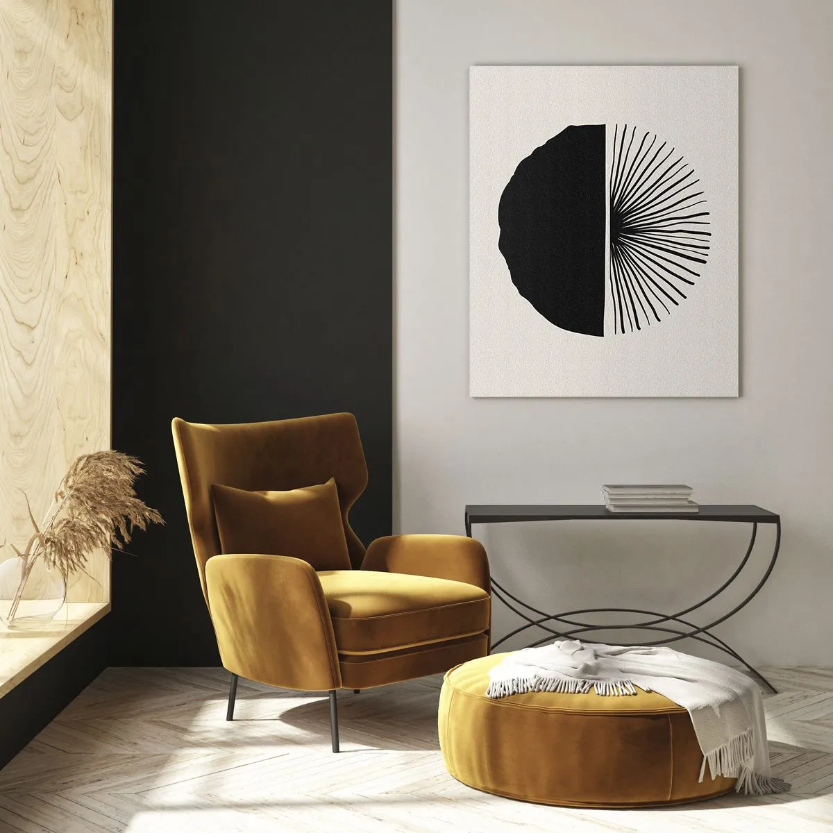 Glasbild - Bild auf glas - Minimalistisches schwarzes Motiv auf hellem Hintergrund - 70x100cm - Eine Reihe von Möglichkeiten - Moderne Wanddekoration für Wohnzimmer und Schlafzimmer ARTTOR