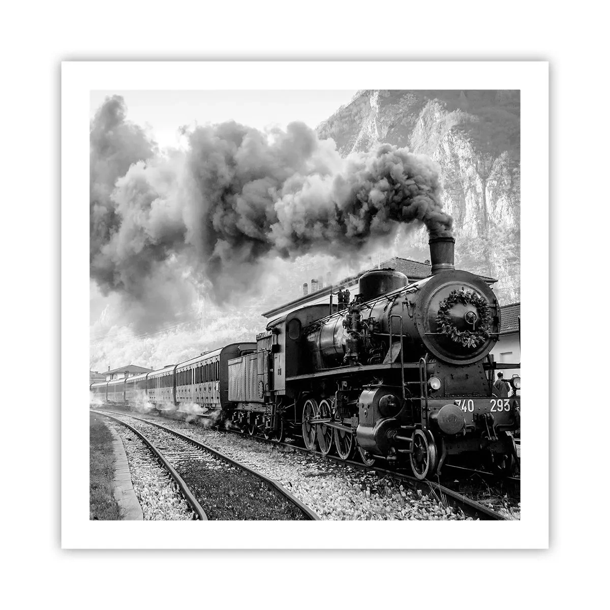 Poster - Steht am Bahnhof ... - 60x60 cm