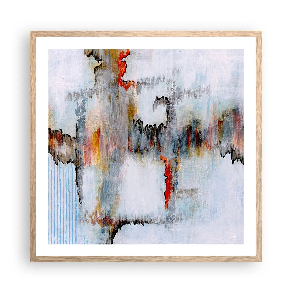 Poster in einem Rahmen aus heller Eiche - Ein Stock auf dem Wasser - 60x60 cm
