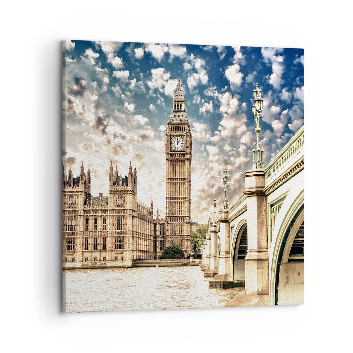 Bild auf Leinwand - Leinwandbild - Federwolken über der Themse - 50x50 cm