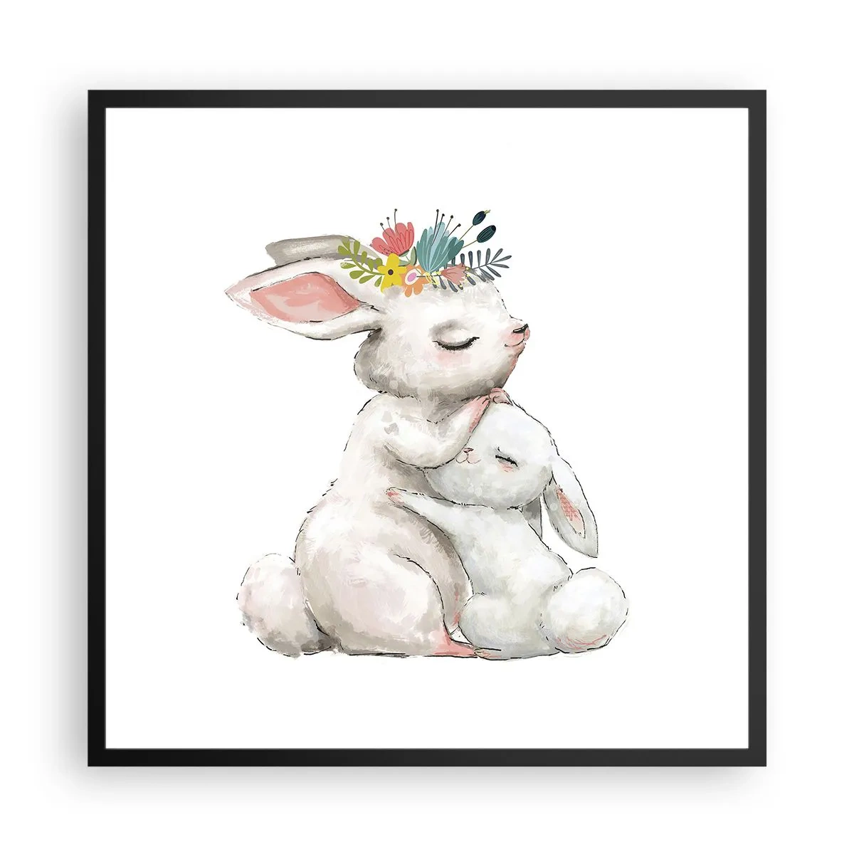 Poster in einem schwarzem Rahmen - Bei Mama ist's am schönsten - 60x60 cm