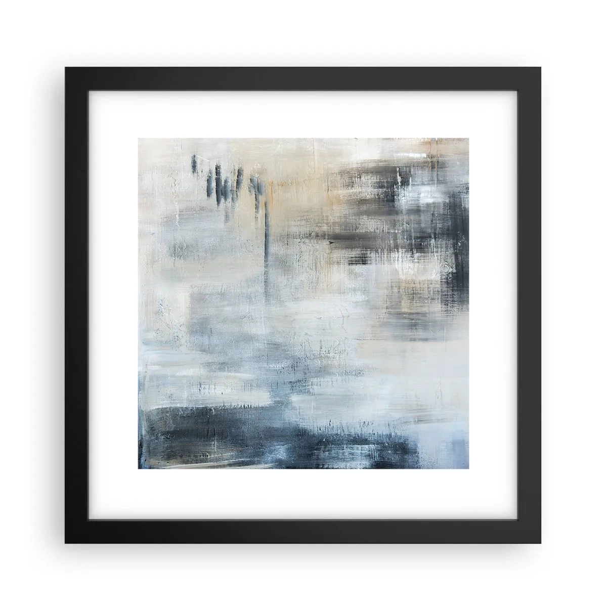 Poster in einem schwarzem Rahmen - Hinter dem blauen Vorhang - 30x30 cm