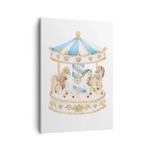 Bild auf Leinwand - Leinwandbild - Ein Karussell in Pastellfarben auf weißem Hintergrund - 50x70cm - Süße Kindheit - Moderne Wanddekoration für Wohnzimmer und Schlafzimmer ARTTOR