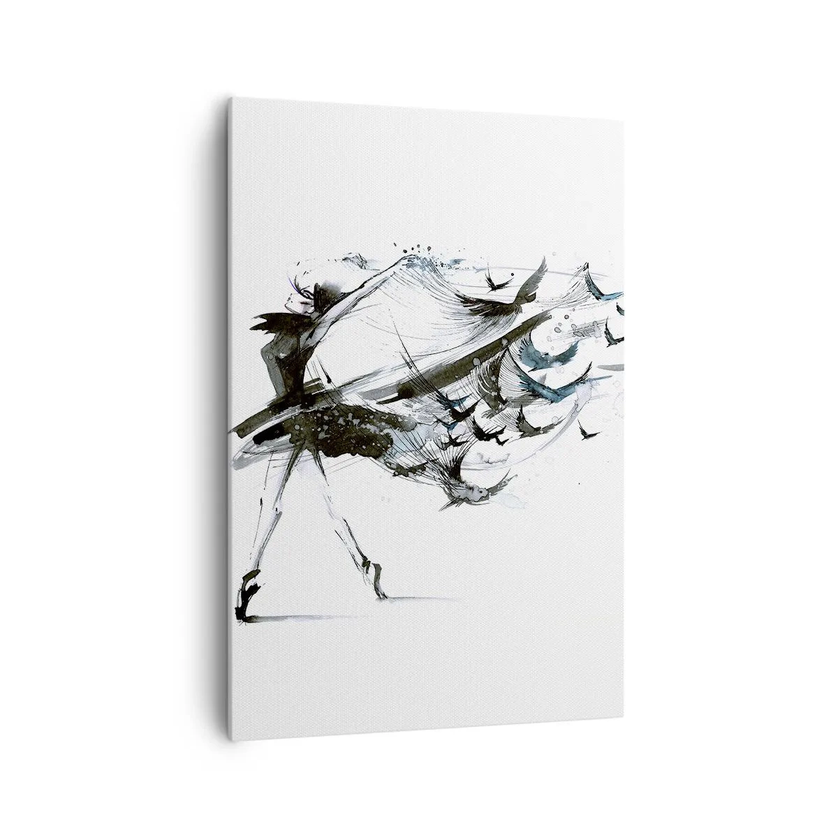 Bild auf Leinwand - Leinwandbild - Eine Tänzerin mit einem dynamischen Kleid in Vogelform - 70x100cm - Die Magie der Musik befreit dich vom Bann - Moderne Wanddekoration für Wohnzimmer und Schlafzimmer ARTTOR