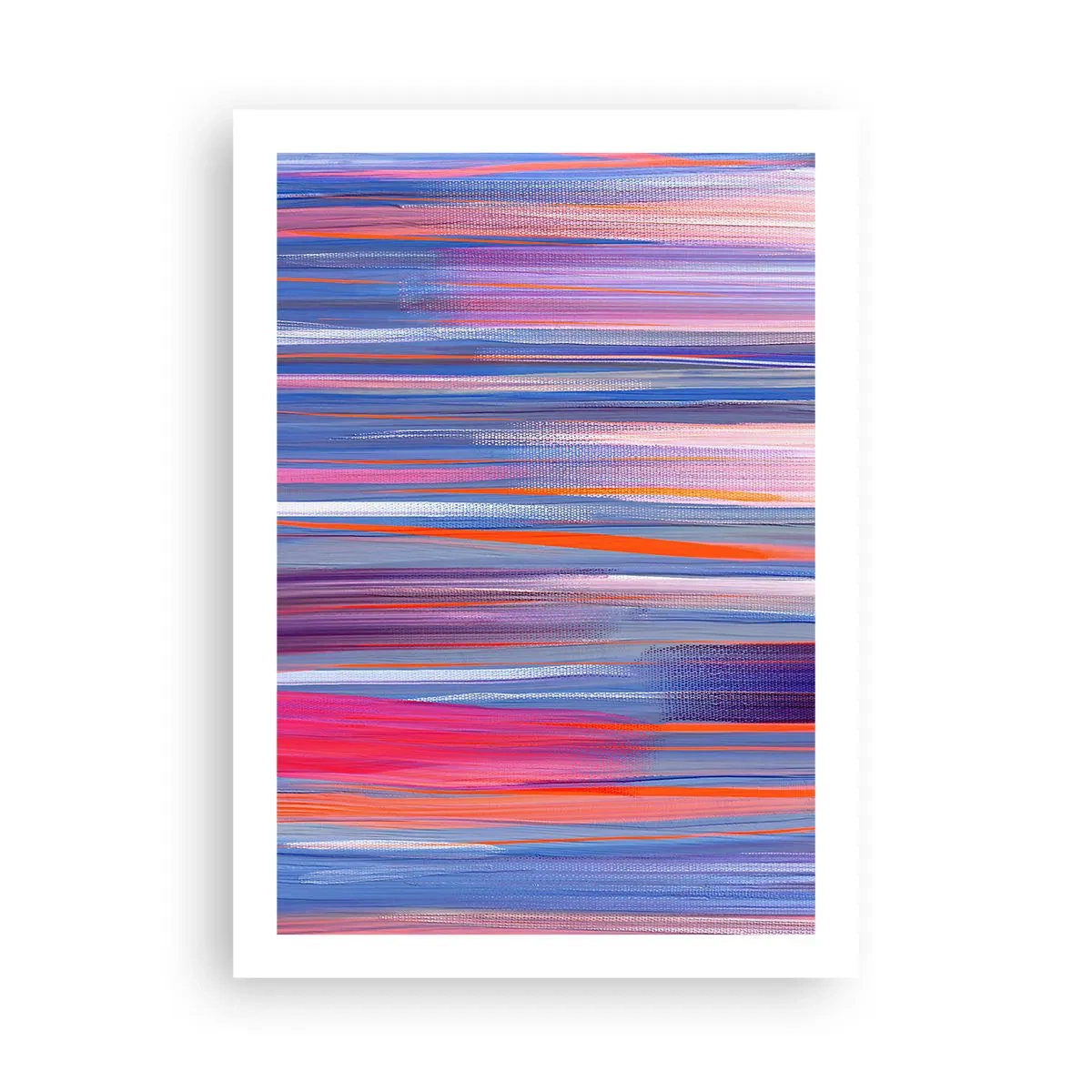 Poster - Abstrakte horizontale Linien in Blau- und Rosatönen - 50x70cm - Aufstieg zum Regenbogen - Moderne Wanddekoration für Wohnzimmer und Schlafzimmer ARTTOR