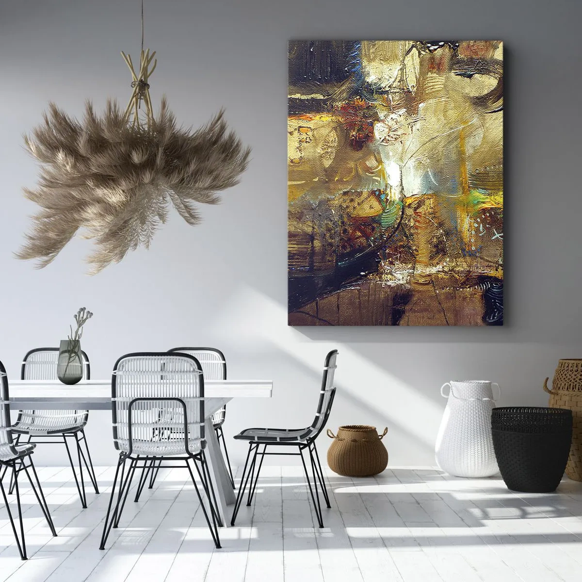 Bild auf Leinwand - Leinwandbild - Abstraktes Stillleben in warmen Farben - 50x70cm - Kalt, wärmer, heiß - Moderne Wanddekoration für Wohnzimmer und Schlafzimmer ARTTOR