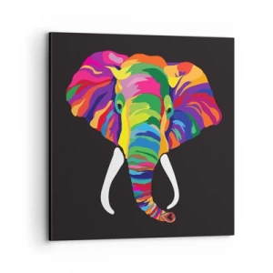 Bild auf Leinwand - Leinwandbild - Der Elefant, der es liebte, im Regenbogen zu baden - 70x70 cm