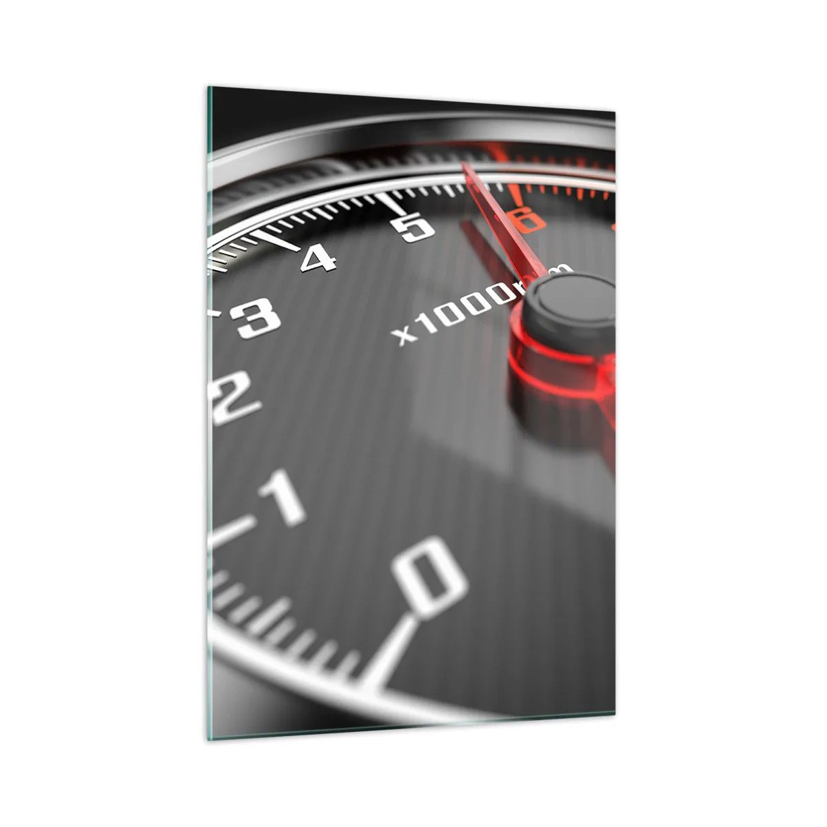 Glasbild - Bild auf glas - Drehzahlmesser in einem Sportwagen mit roter Anzeige - 50x70cm - Vollgas! - Moderne Wanddekoration für Wohnzimmer und Schlafzimmer ARTTOR