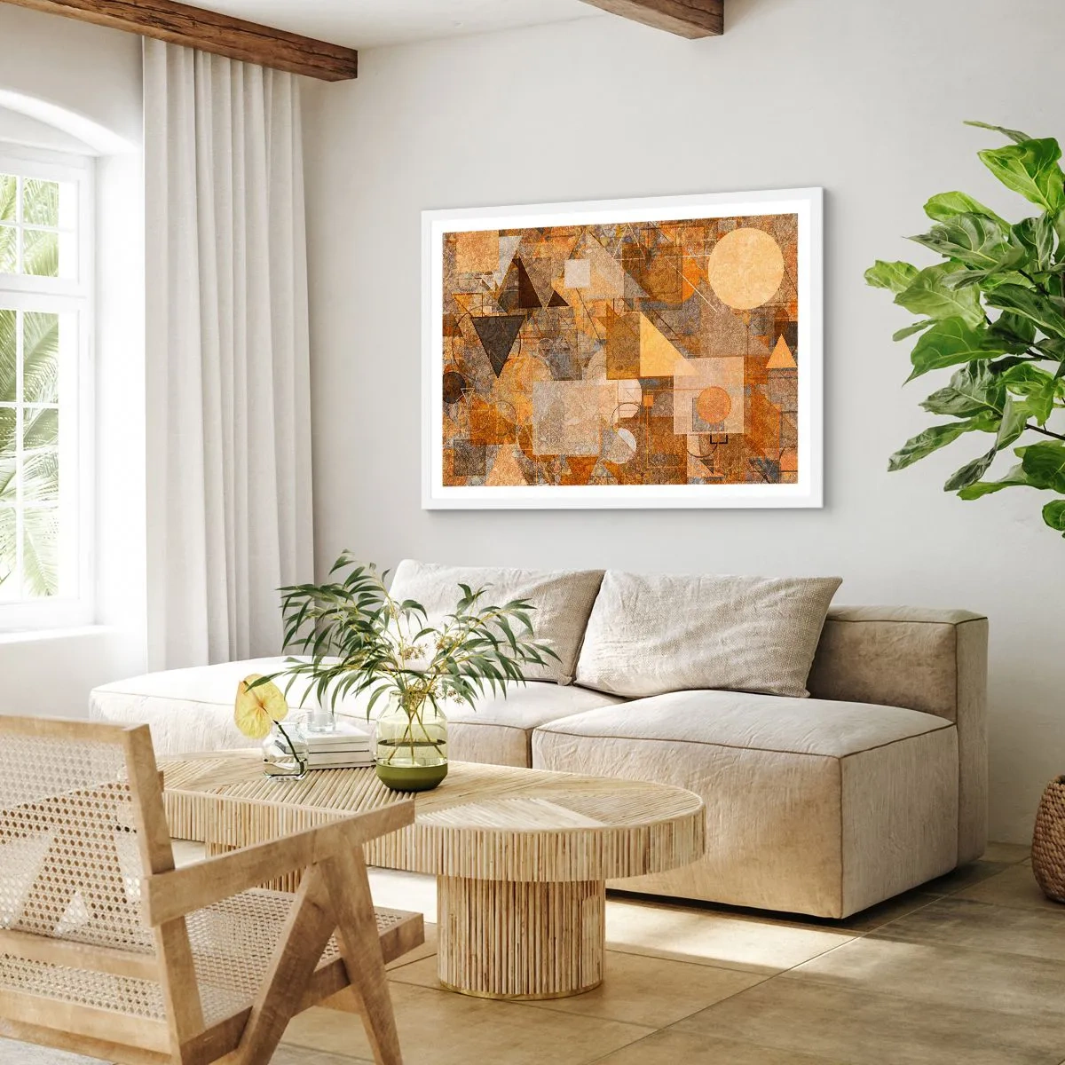 Poster in einem weißen Rahmen - Eine kubistische Studie aus Bronze - 91x61 cm