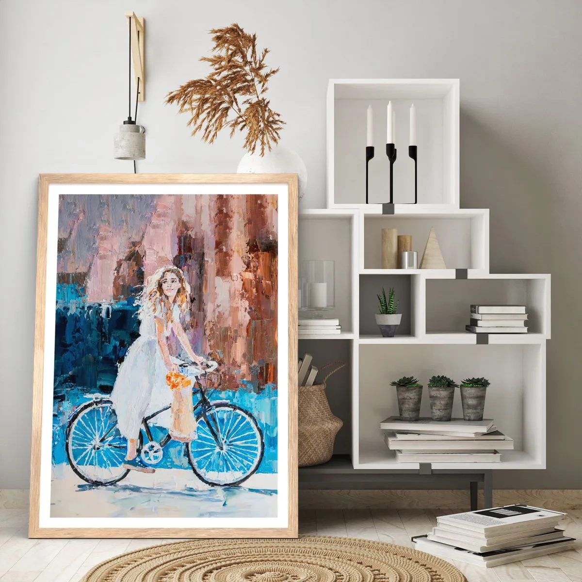 Poster in einem Rahmen aus heller Eiche - Freude am Morgen - 61x91 cm