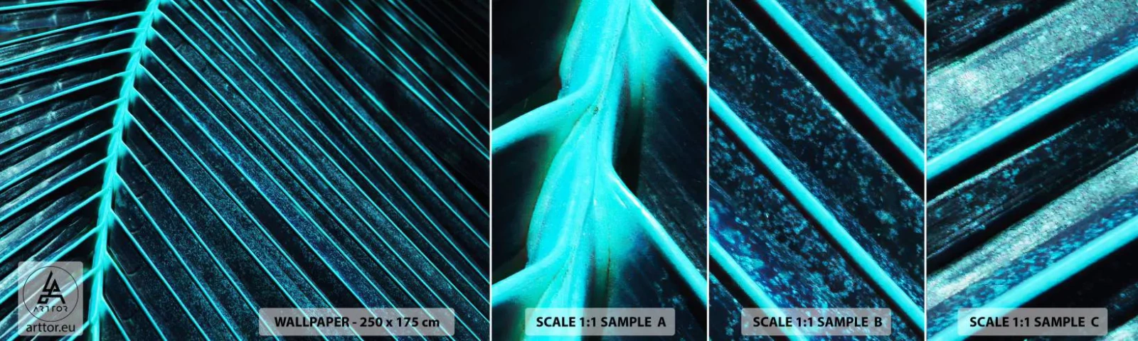 Fototapetenmuster Standard Eco - Grüne Textur - Blatt, Makro, Tropisch - 100x30 cm