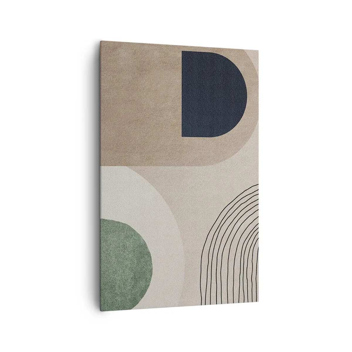 Bild auf Leinwand - Leinwandbild - Geometrische Formen in Beige- und Grüntönen - 80x120cm - Sanftheit des Ovals - Moderne Wanddekoration für Wohnzimmer und Schlafzimmer ARTTOR