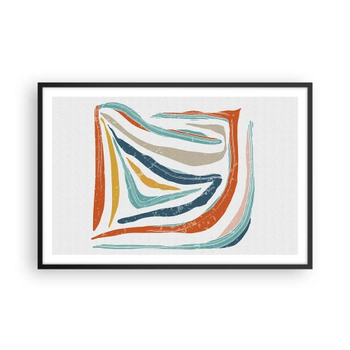 Poster in einem schwarzem Rahmen - Abstraktion mit einem freundlichen Lächeln - 91x61 cm